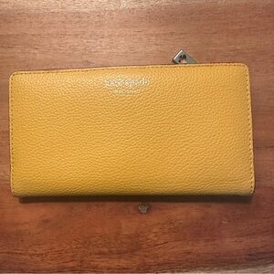 Kate Spade Mustard Leather Wallet, Card Holder, Snap Close, Travel Wallet